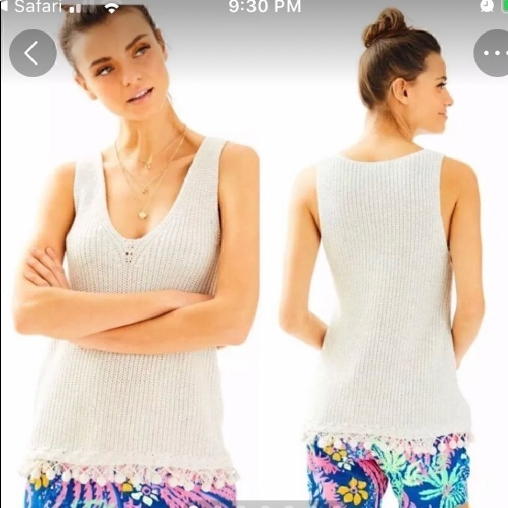 👠Lily Pulitzer silver/ grey Jaya top. Sz Small